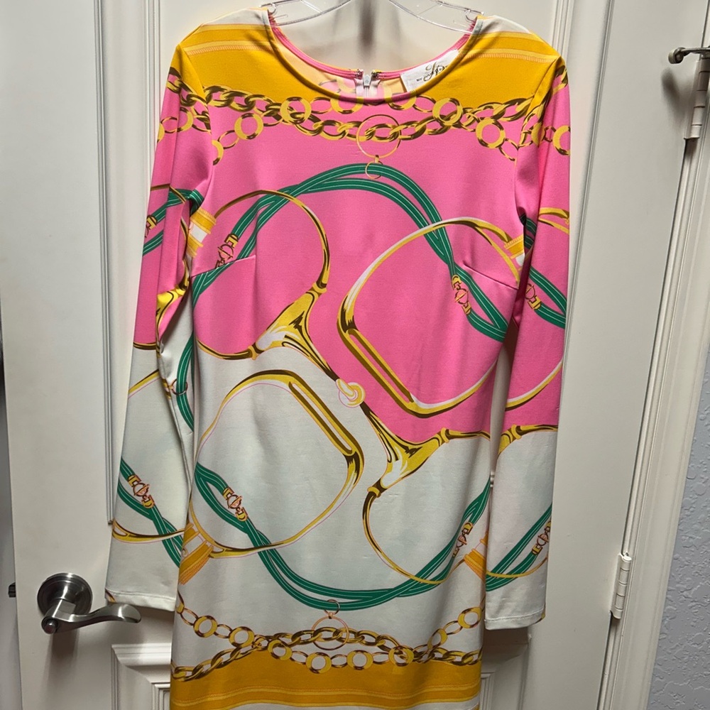 JB by Julie Brown Pink and Yellow Patterned Dress